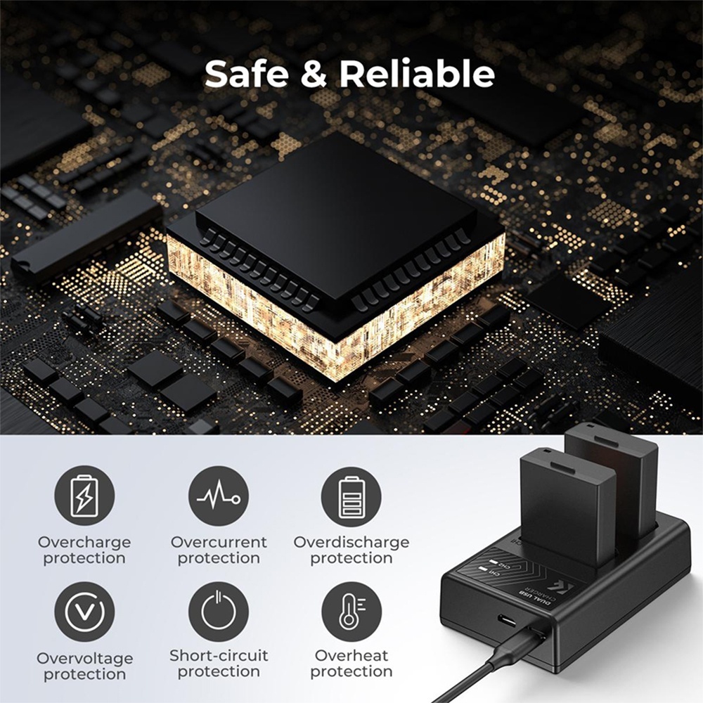 Bộ 2 Pin + 1 Sạc K&F CONCEPT LP-E10 - CHính Hãng