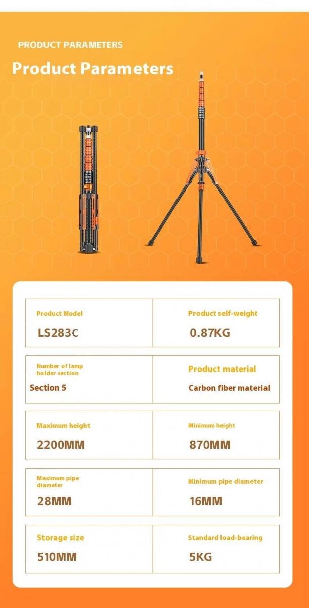 Chân máy ảnh Beike – LS283C, chân đèn gấp ngược, xếp gọn chuyên nghiệp