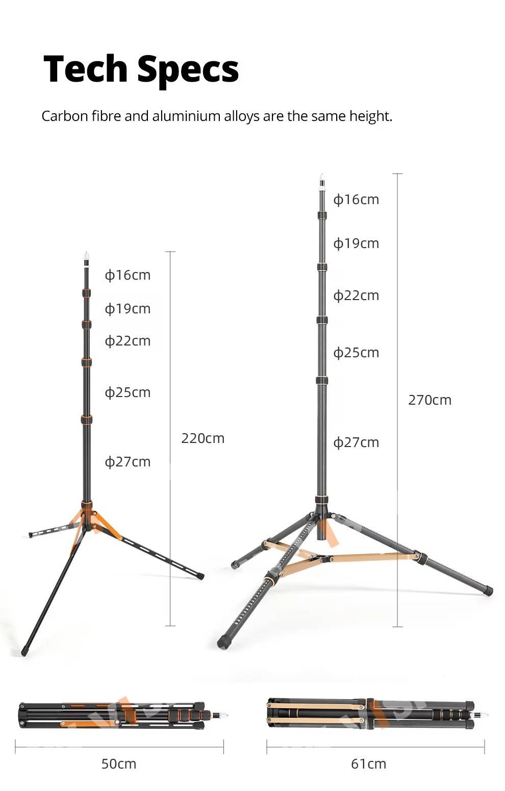 Chân máy ảnh Beike – LS285, chân đèn gấp ngược, xếp gọn chuyên nghiệp
