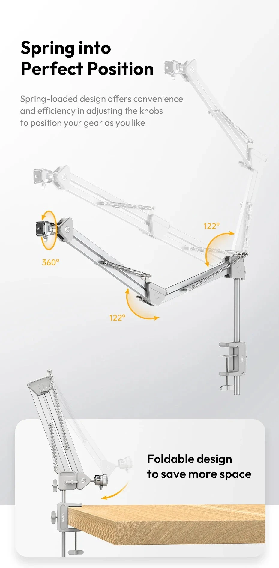 Tay Arm Topshot Ulanzi TH04 tích hợp tháo lắp nhanh Uka F38 khả năng tải 2Kg - chính hãng