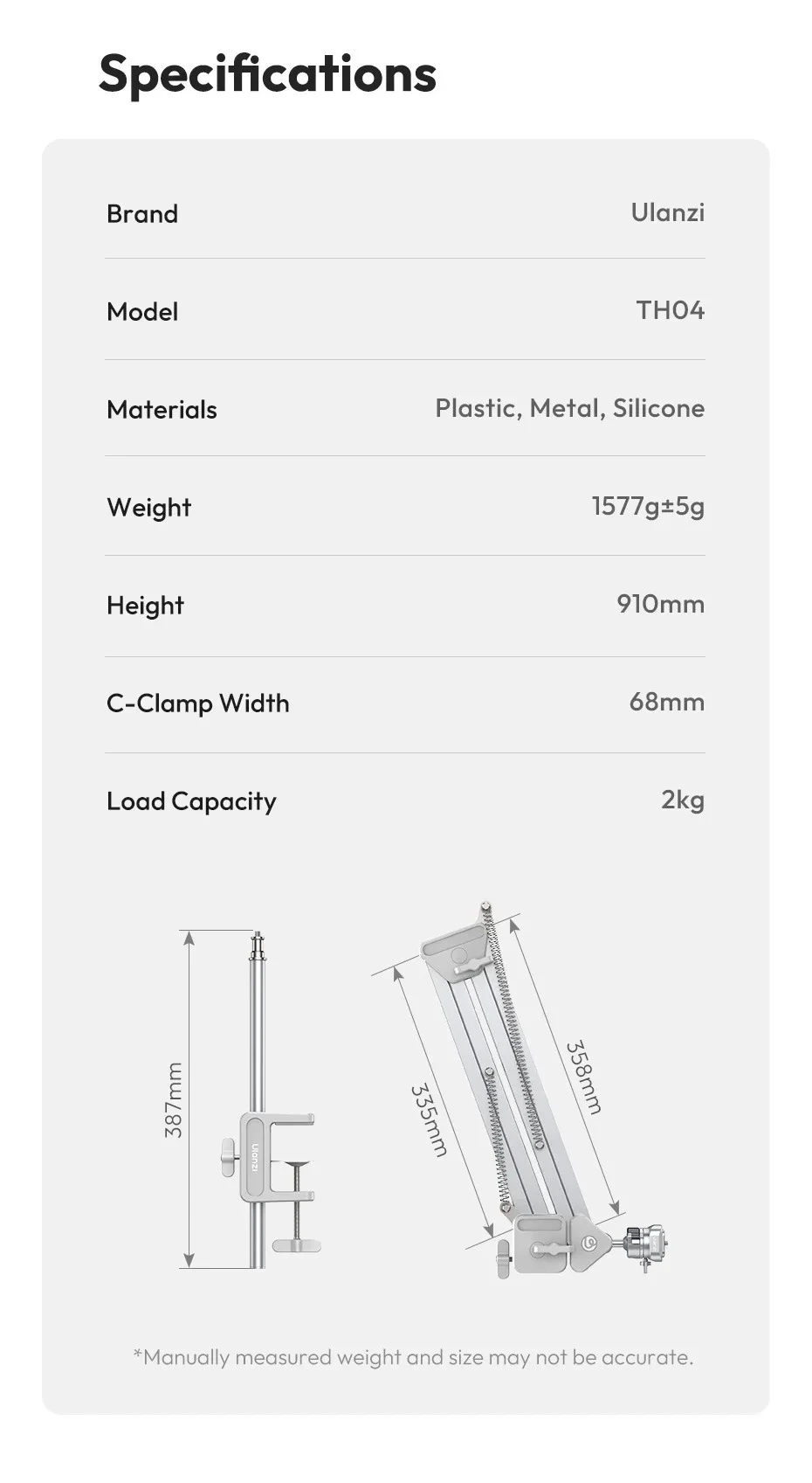 Tay Arm Topshot Ulanzi TH04 tích hợp tháo lắp nhanh Uka F38 khả năng tải 2Kg - chính hãng