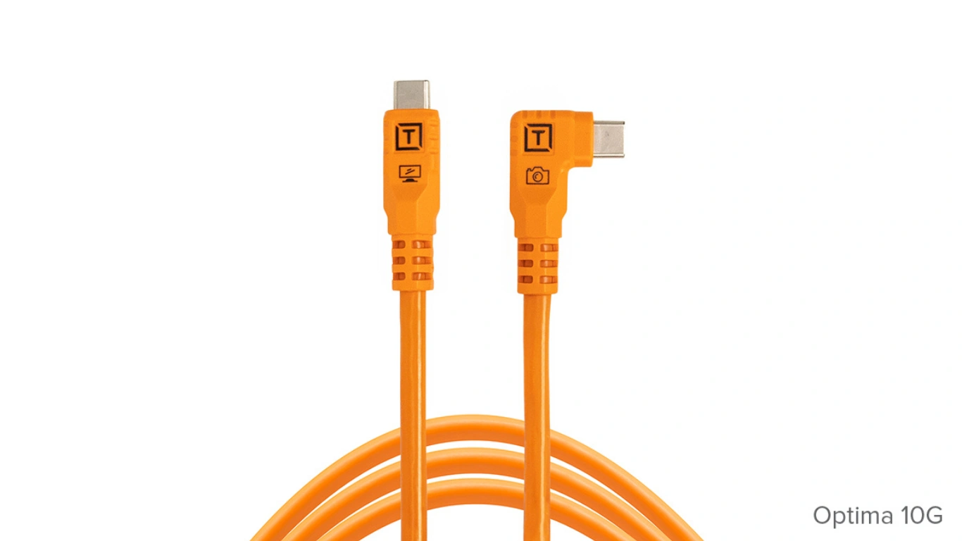Dây TetherPro Optima 10G USB-C , Right Angle - 1 Đầu Cong, Dài 4.6m - màu Cam