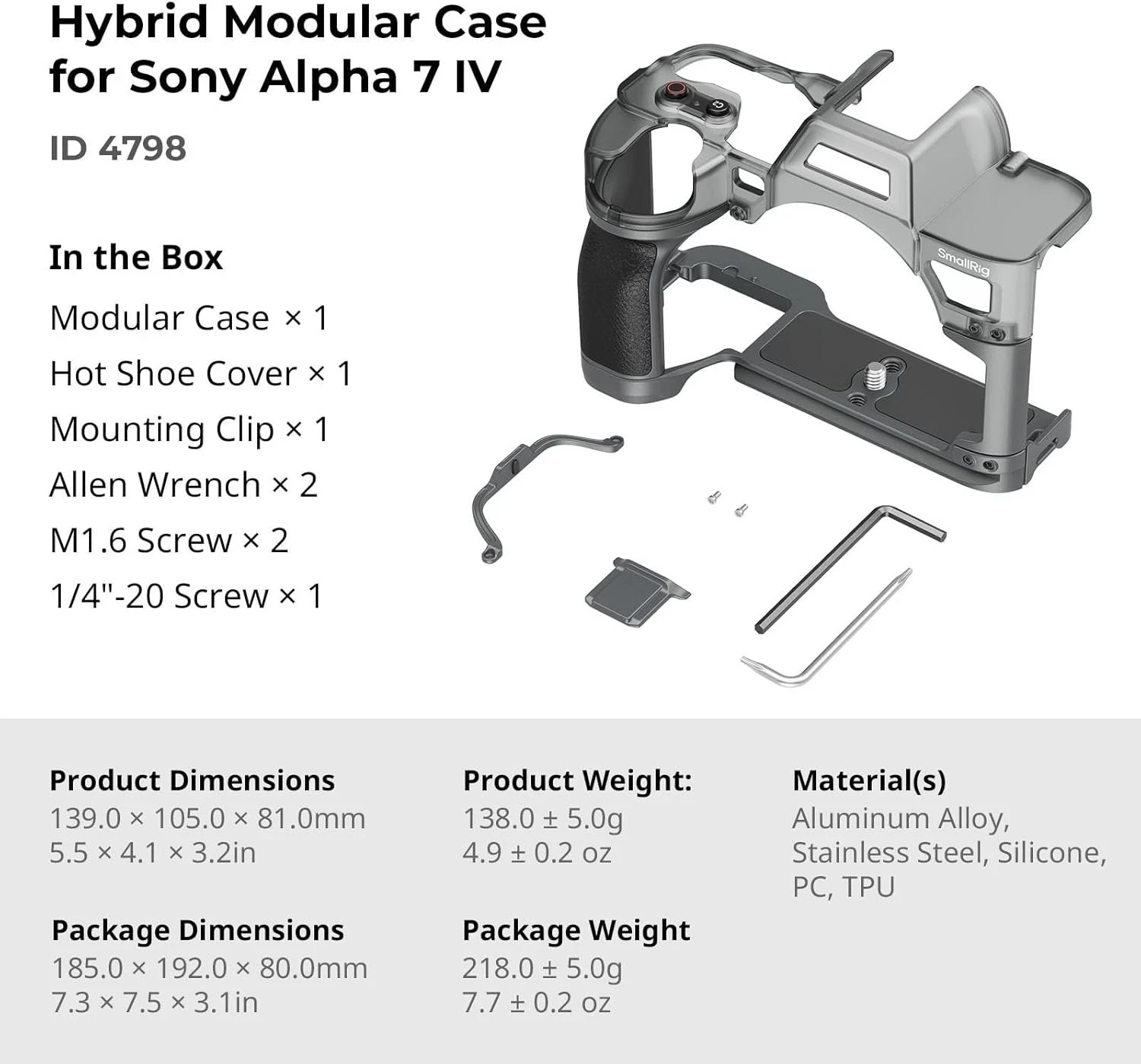 SMALLRIG Hybrid Modular Case for Sony Alpha 7 IV 4798