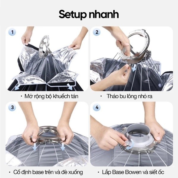 Softbox Ulanzi Fold DS60 60cm ngàm Bowen - Softbox 60cm tháo lắp nhanh ngàm Bowen kèm tổ ong parabolic