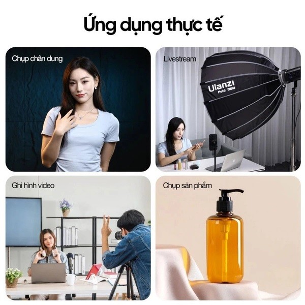 Softbox Ulanzi Fold DS60 60cm ngàm Bowen - Softbox 60cm tháo lắp nhanh ngàm Bowen kèm tổ ong parabolic