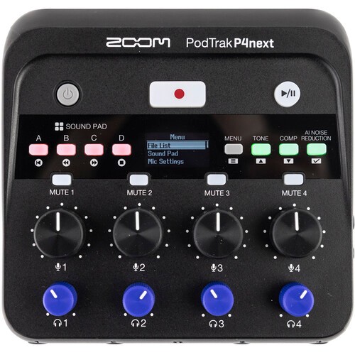 Zoom PodTrak P4next Portable Multitrack Podcast Recorder