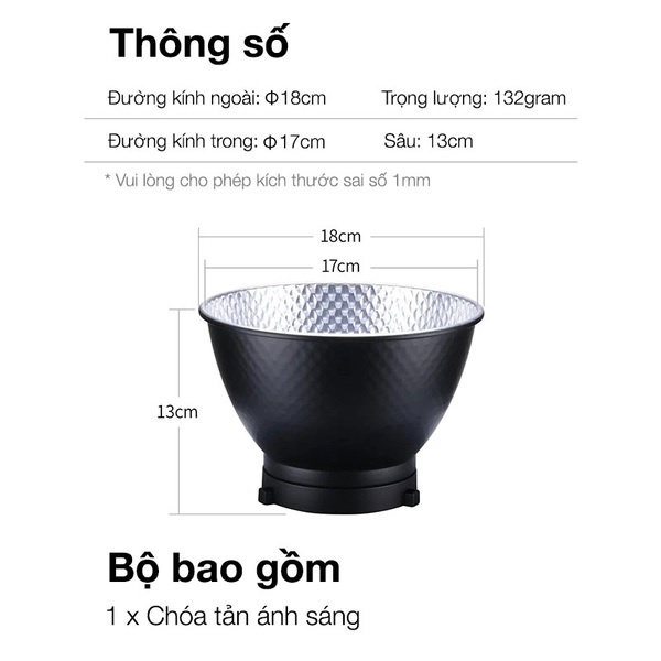 Chóa đèn ngàm bowen 17cm Ulanzi HT002