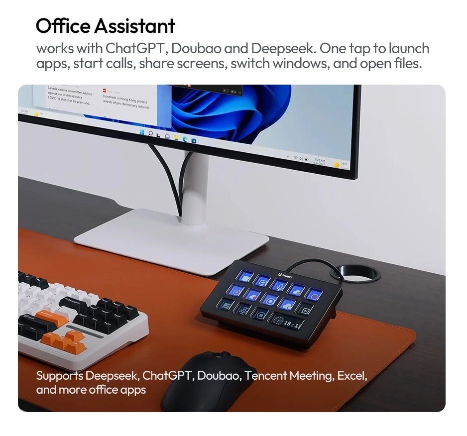Ulanzi D200H Stream Deck Dock AI - Tich hợp 13 phím Macro chức năng