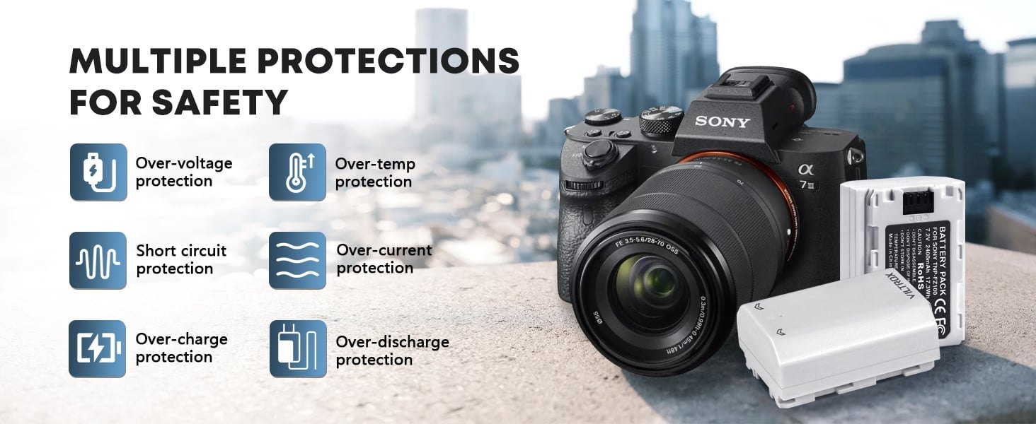 Pin Viltrox TNP-FZ100 tích hợp cổng sạc Type-C cho máy ảnh Sony