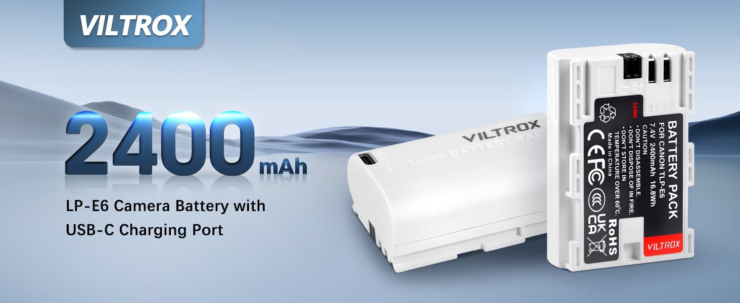 Pin Viltrox TLP-E6 tích hợp cổng sạc Type-C cho máy ảnh Canon