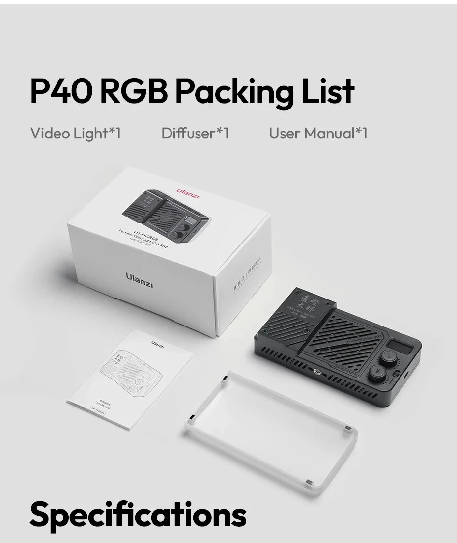 Ulanzi 40W P40 RGB - Đèn Pocket Light Ulanzi LM-P40 RGB công suất 40W