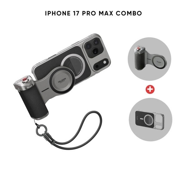 TELESIN Master Grip - bộ tay cầm chụp hình cho điện thoại iPhone17 Pro/Pro max kết nối từ tính