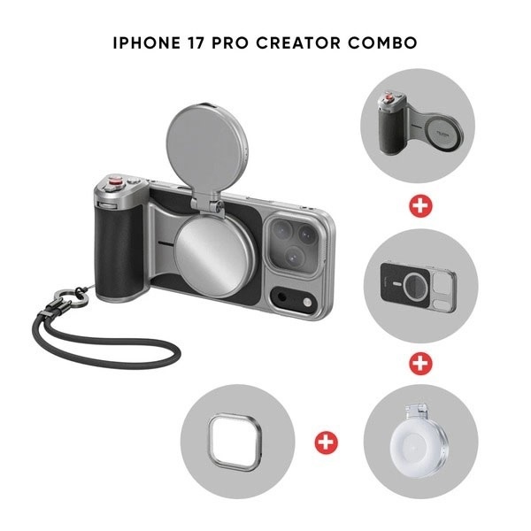 TELESIN Master Grip Creator Combo - bộ tay cầm chụp hình cho điện thoại iPhone17 Pro/Pro max kết nối từ tính chính hãng