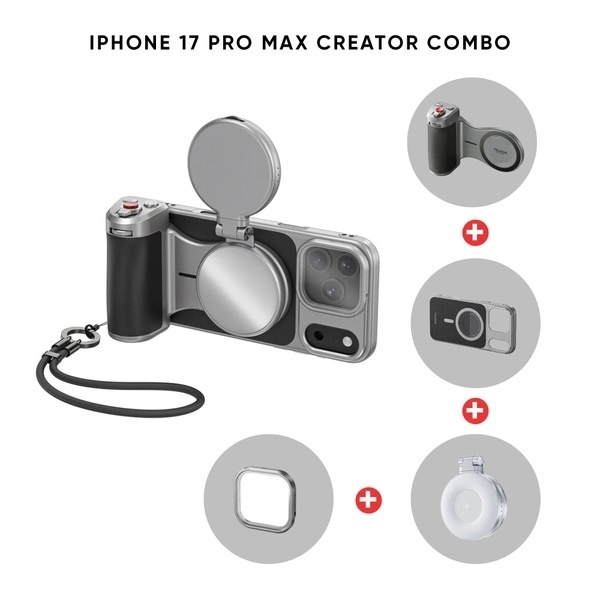 TELESIN Master Grip Creator Combo - bộ tay cầm chụp hình cho điện thoại iPhone17 Pro/Pro max kết nối từ tính chính hãng