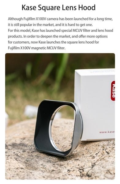 Kase Square Lens Hood + MCUV (III) For Fujifilm X100VI Black / Silver