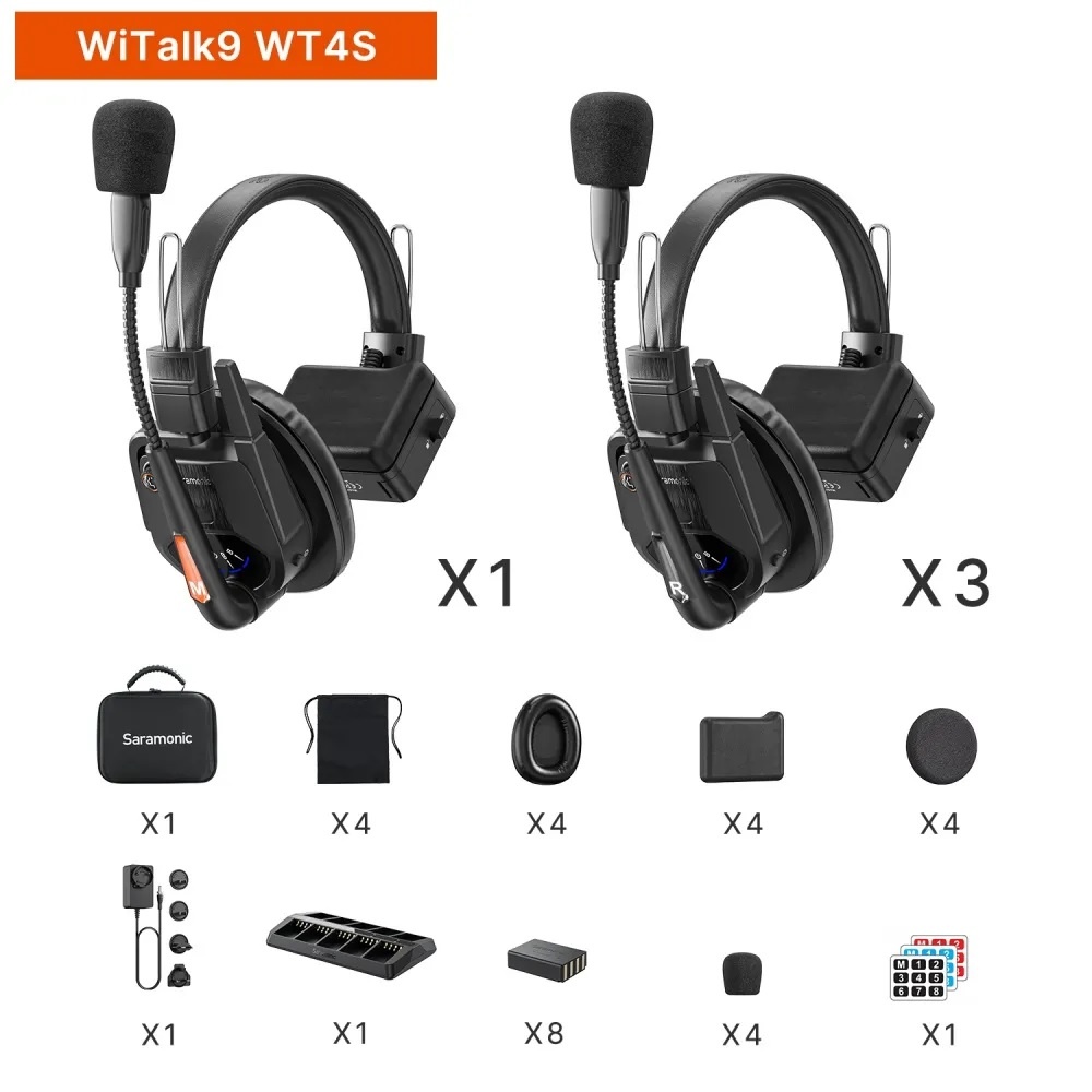 Saramonic WiTalk9 - 4 tai nghe | Full-duplex Wireless Intercom Headset System