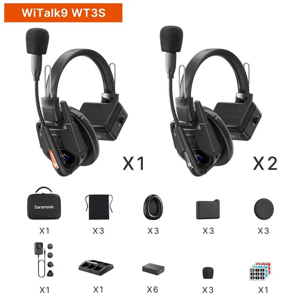 Saramonic WiTalk9 - 3 tai nghe | Full-duplex Wireless Intercom Headset System