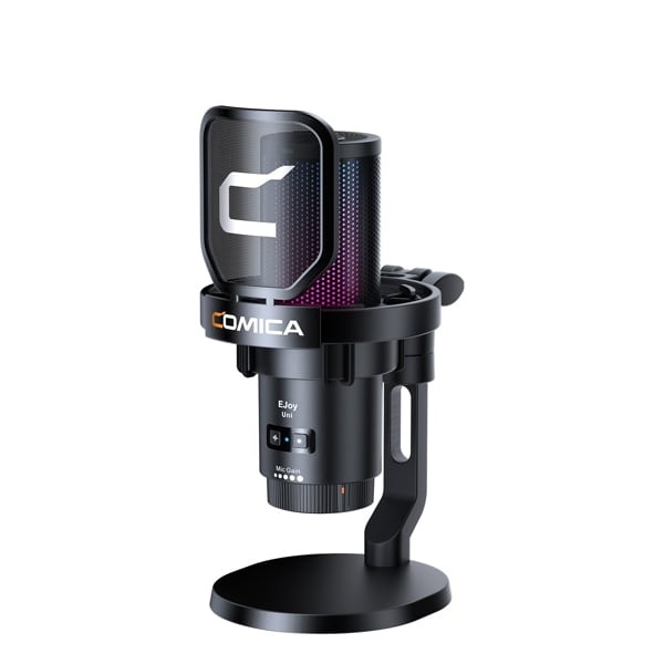 Comica EJoy Uni RGB Cardioid Condenser USB Microphone ( kèm desktop stand) - màu đen
