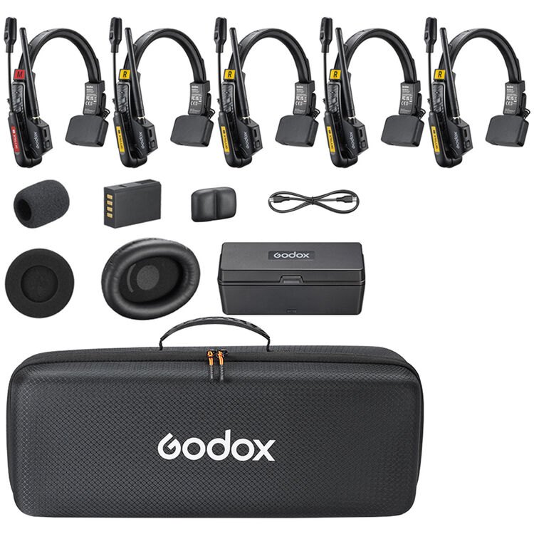 Godox SkyTalk Air 5S ( 5 tai ) 5-Person Full-Duplex Wireless Intercom Headset System (2.4 GHz)