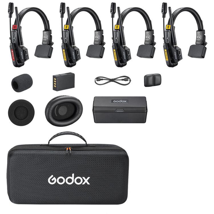 Godox SkyTalk Air 4S ( 4 tai) 4-Person Full-Duplex Wireless Intercom Headset System (2.4 GHz)