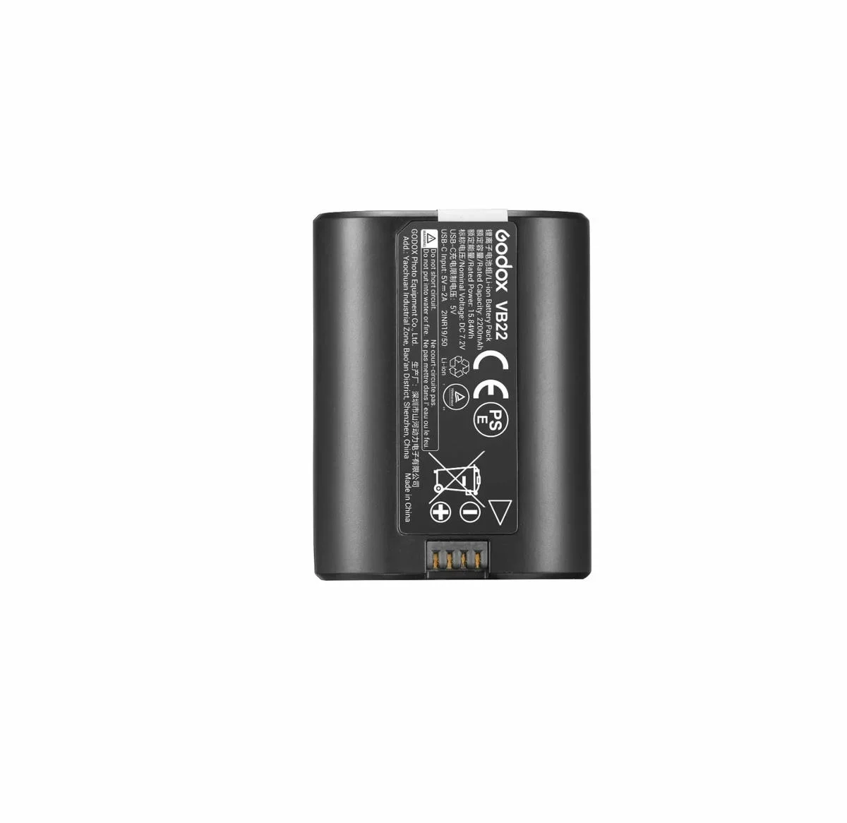 Pin Godox V480 VB22 7.2V/2200mAh Lithium, sạc USB-C, dùng cho đèn flash máy ảnh V480 C, V480N, V480S, V480F, V480O