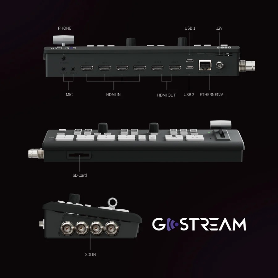 Osee GoStream Duet nhiều camera SDI và HDMI với bản ghi SD , Bộ chuyển mạch trộn video phát trực tiếp