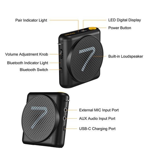 Máy Trợ Giảng 7RYMS WA1 SE – Âm Thanh To Rõ, Pin 23h, Bluetooth & Chống Hú