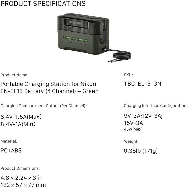 Sạc Tilta EN-EL15C ( sạc 4 pin)