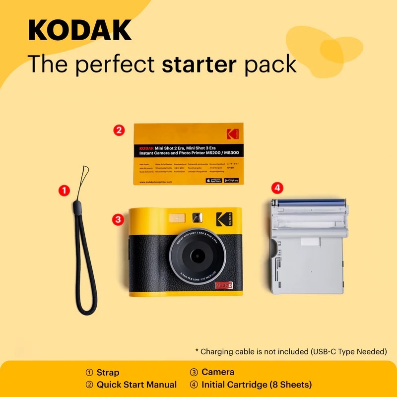 Kodak Instant Cam Mini 3 ERA MS300 - Yellow Black/Black