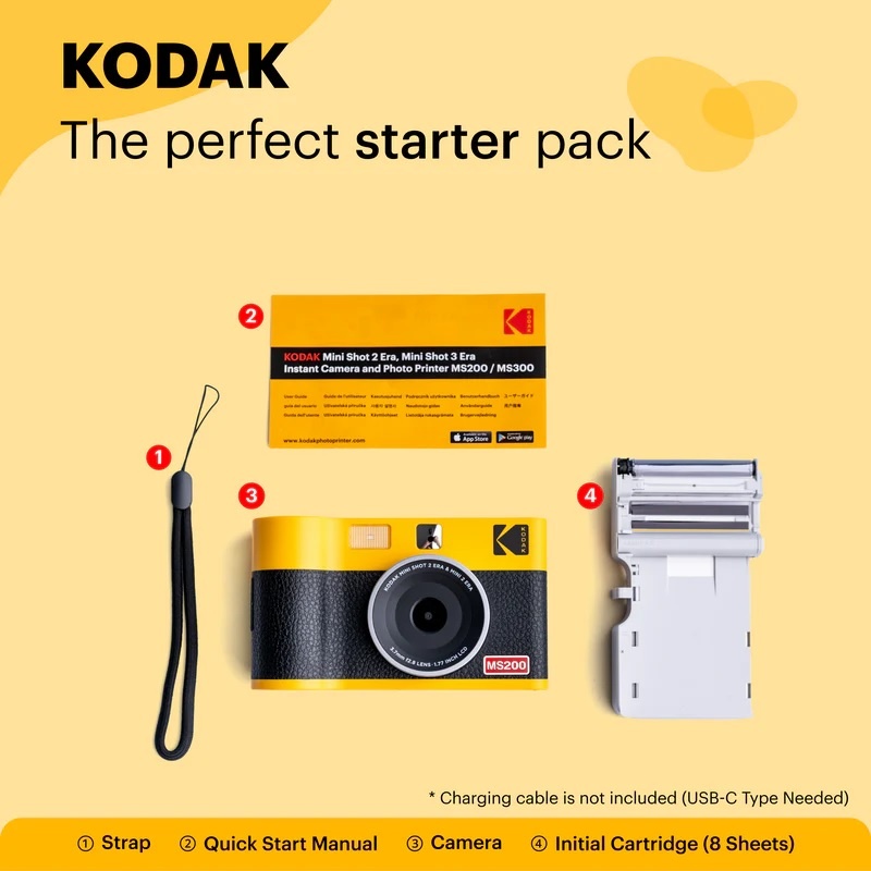 Kodak Instant Cam Mini 2 ERA MS200 - Yellow Black/Black