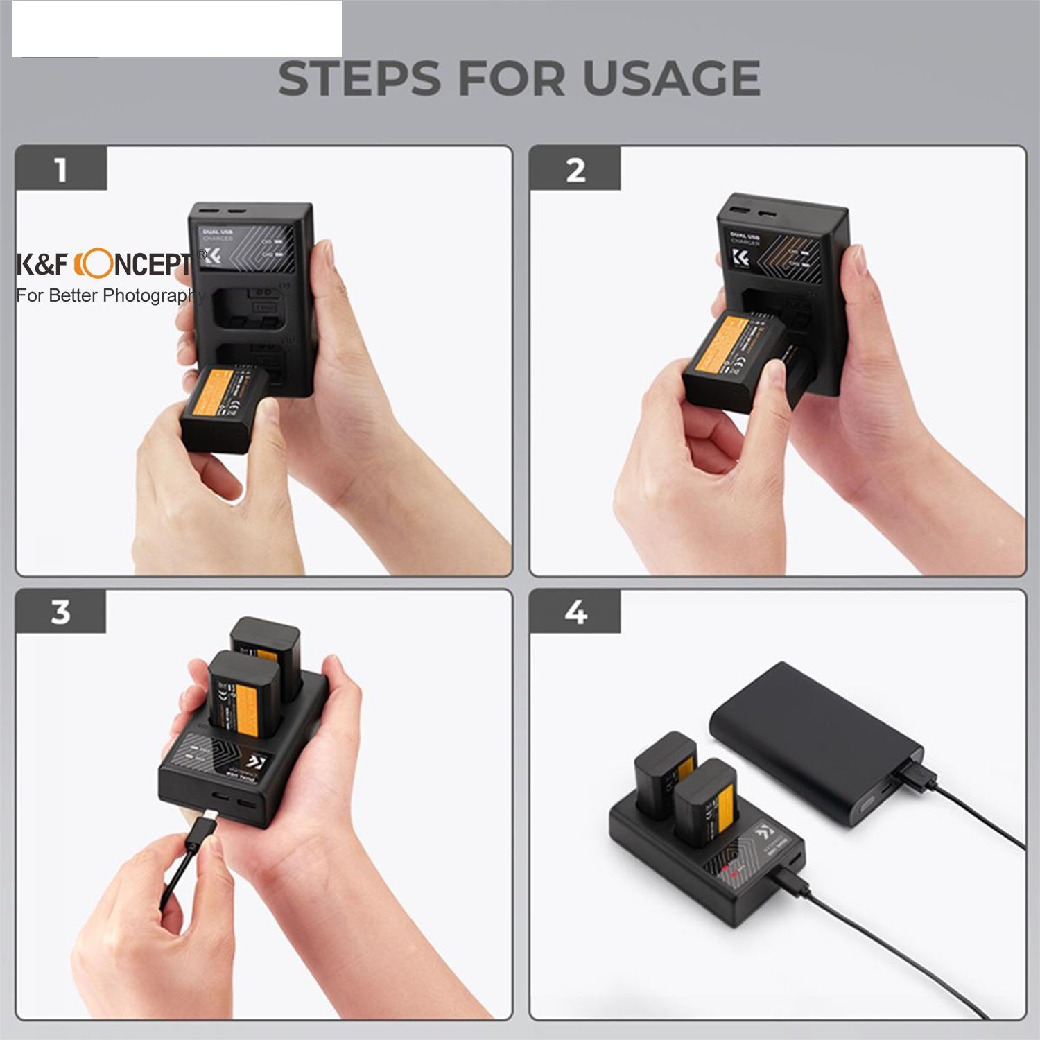 Bộ 2 Pin + 1 Sạc cho máy ảnh Sony NP-FW50 - Thương hiệu K&F Concept