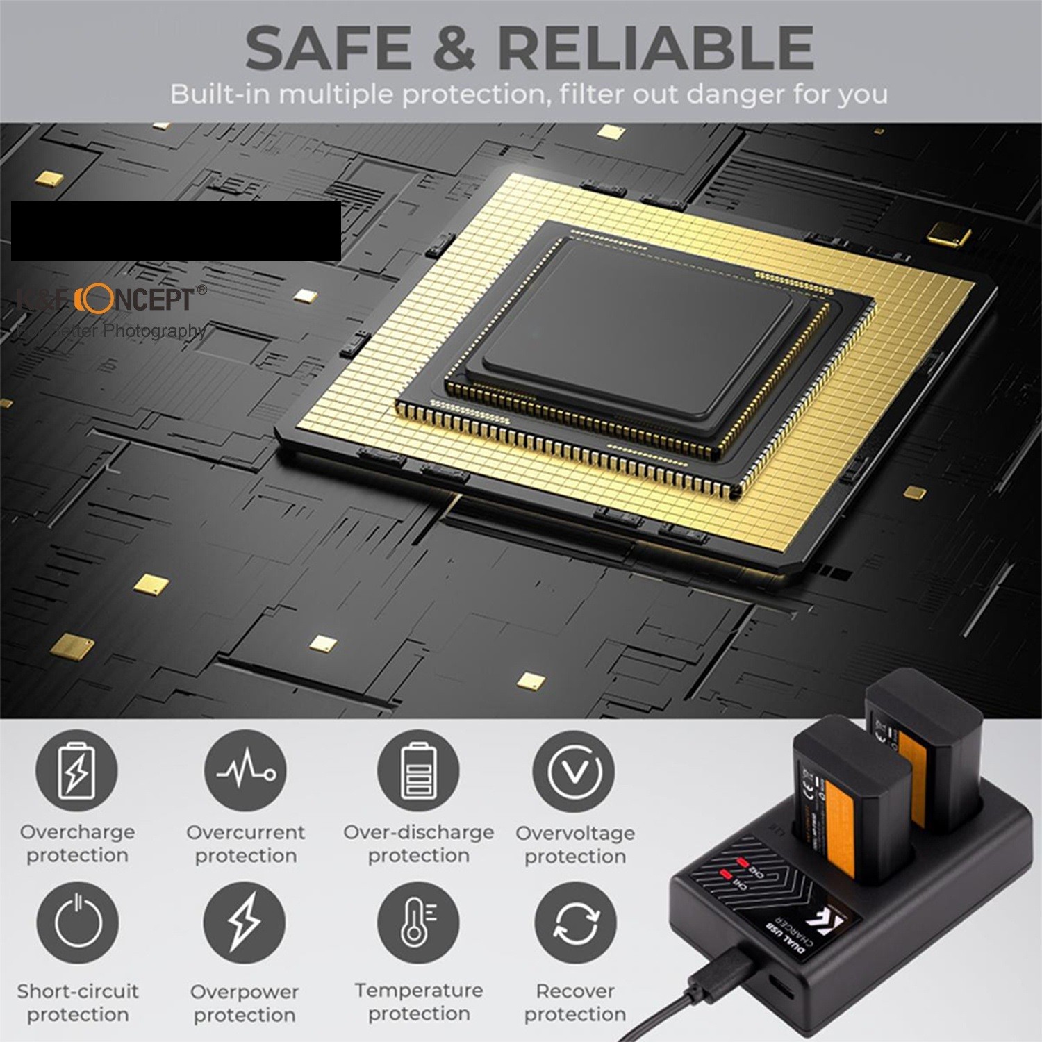 Bộ 2 Pin + 1 Sạc cho máy ảnh Sony NP-FW50 - Thương hiệu K&F Concept
