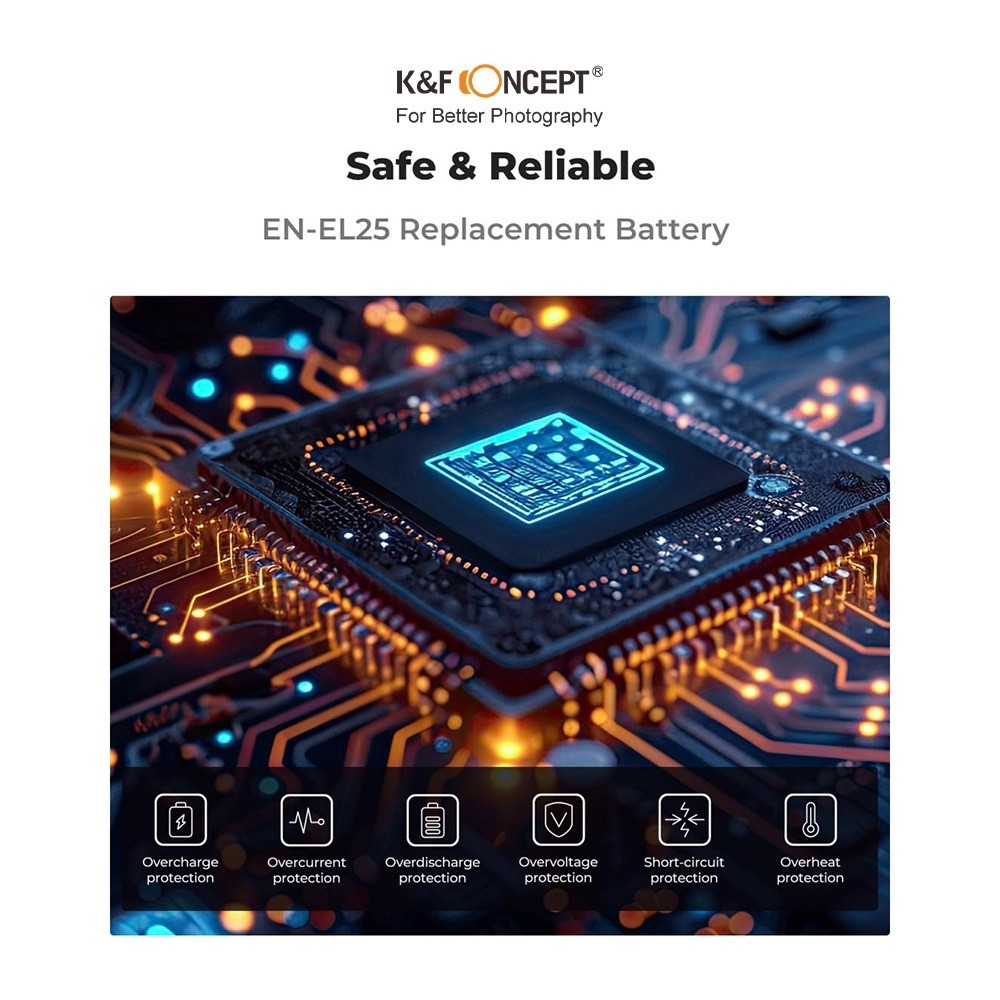 2 PIN + 1 SẠC cho máy ảnh K&F CONCEPT EN-EL25