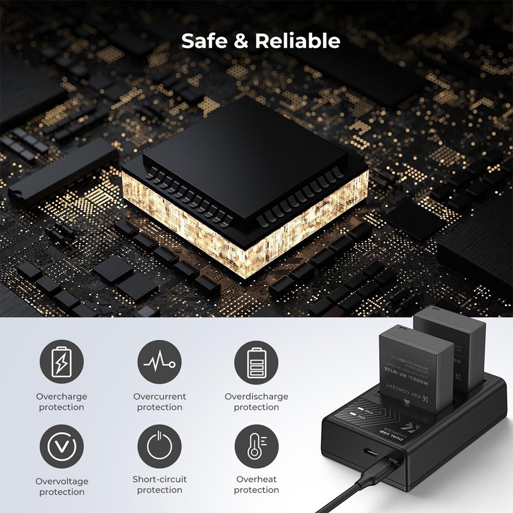 Pin máy ảnh K&F CONCEPT NP-W126 | 2 PIN 1 SẠC