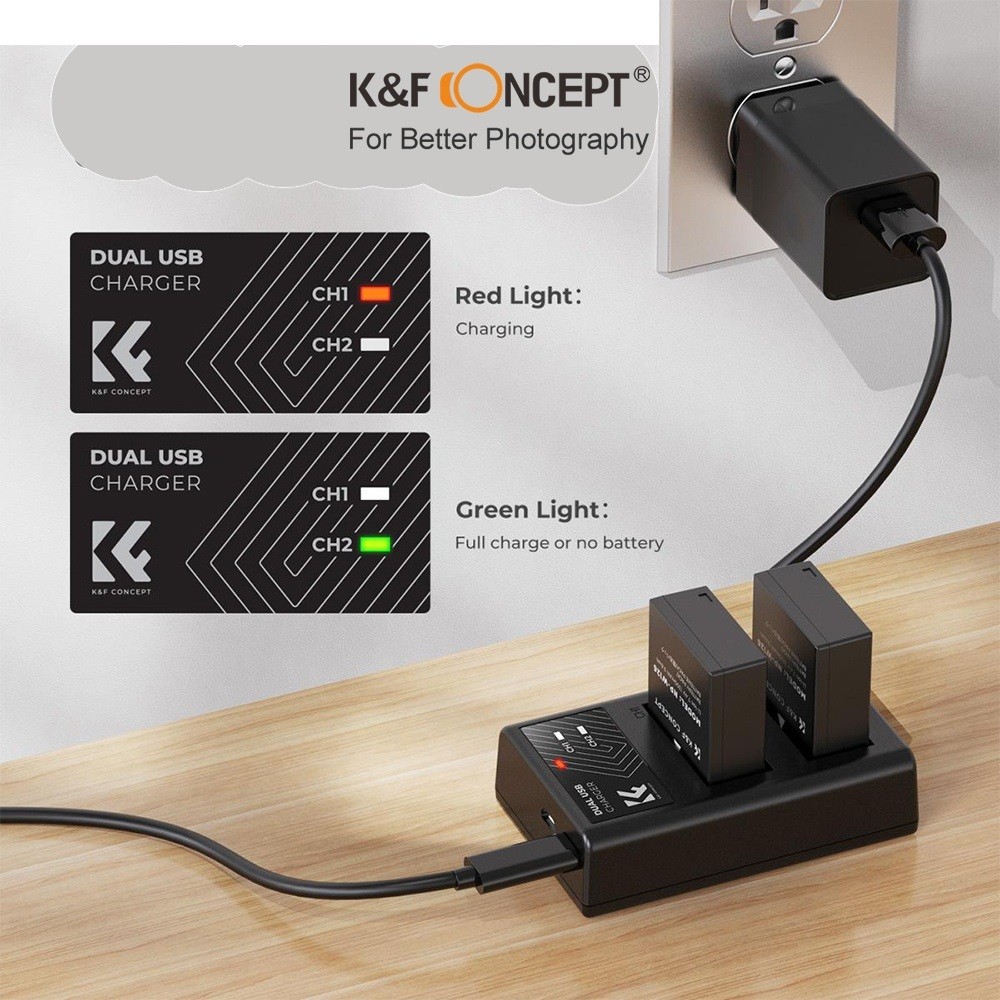 Pin máy ảnh K&F CONCEPT NP-W126 | 2 PIN 1 SẠC