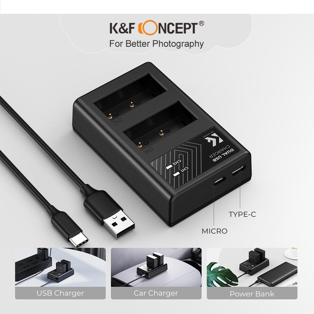 Pin máy ảnh K&F CONCEPT NP-W126 | 2 PIN 1 SẠC