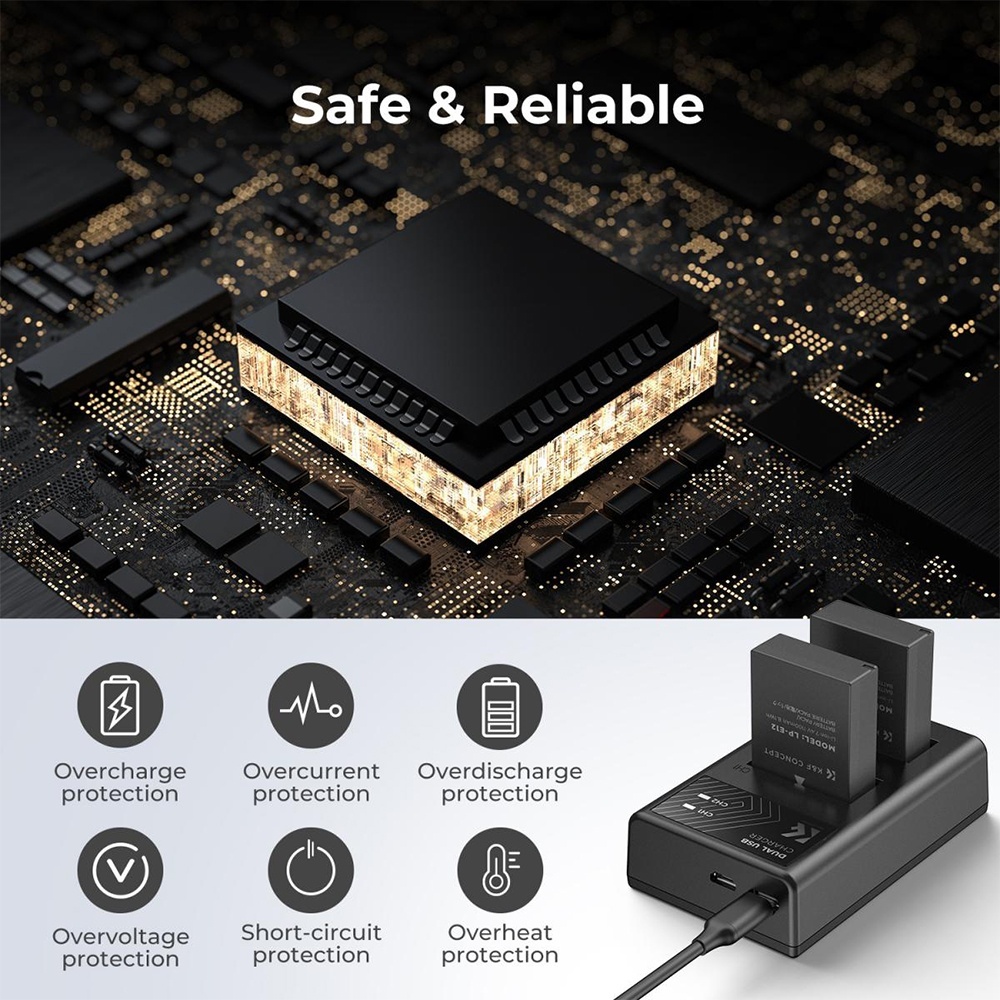 Pin máy ảnh K&F CONCEPT LP-E12 | 2 PIN 1 SẠC