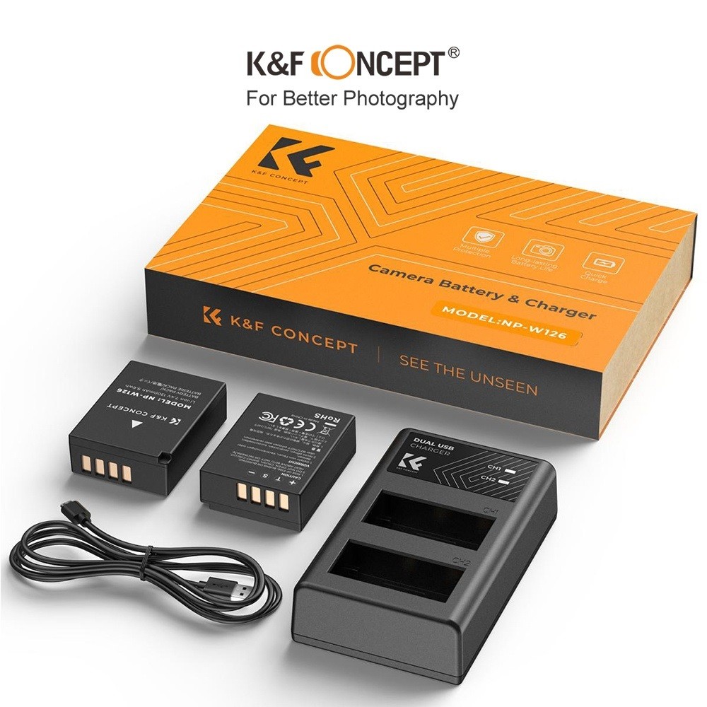Pin máy ảnh K&F CONCEPT NP-W126 | 2 PIN 1 SẠC