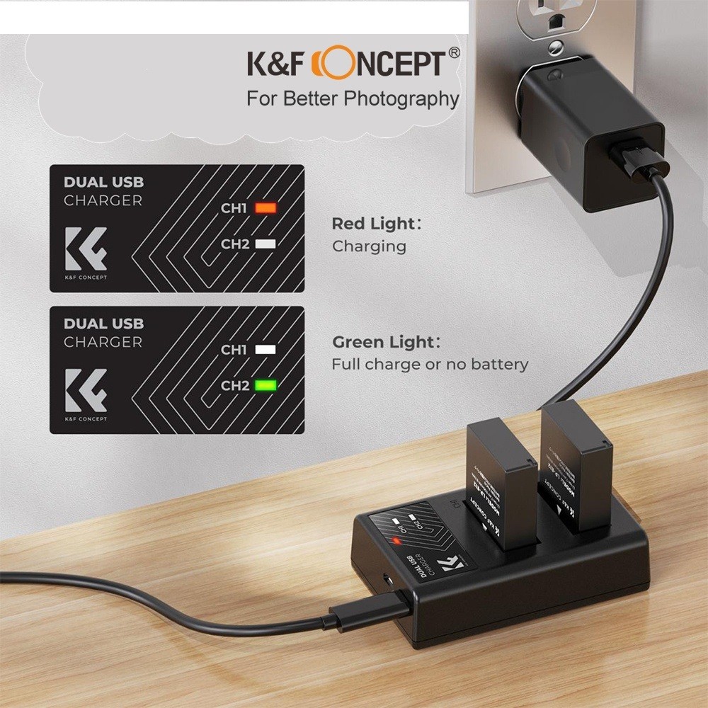 Pin máy ảnh K&F CONCEPT LP-E12 | 2 PIN 1 SẠC