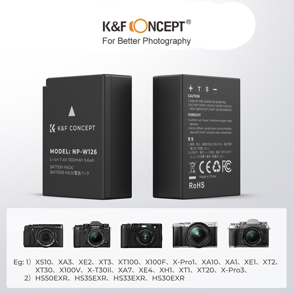 Pin máy ảnh K&F CONCEPT NP-W126 | 2 PIN 1 SẠC