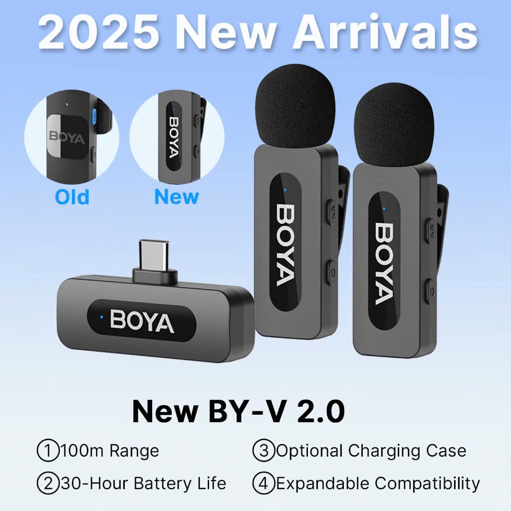 BOYA BY-V1/V10/V2/V20 V2.0 Micro Không Dây Ve Áo Micro Khử Tiếng Ồn Vlogging Mic Cho iPhone Android