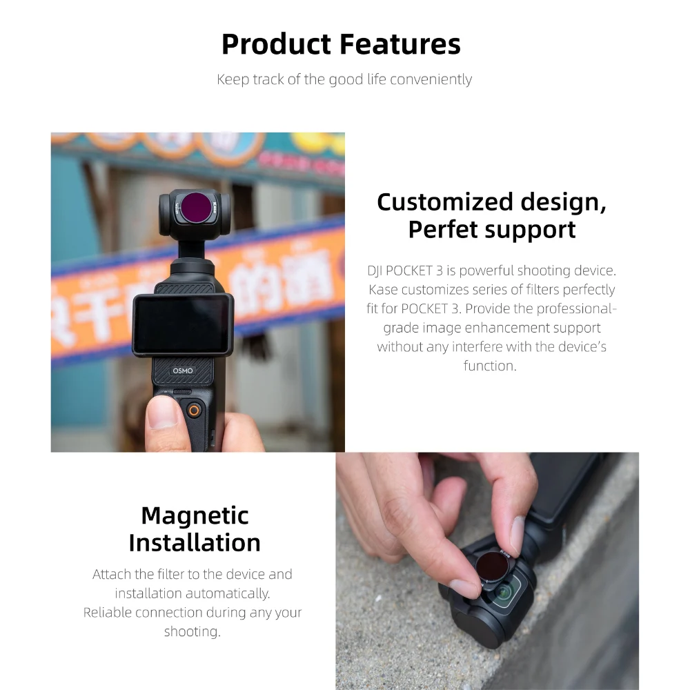 Bộ Kính lọc Kase Filter For DJI Osmo Pocket 4/3 Chính Hãng
