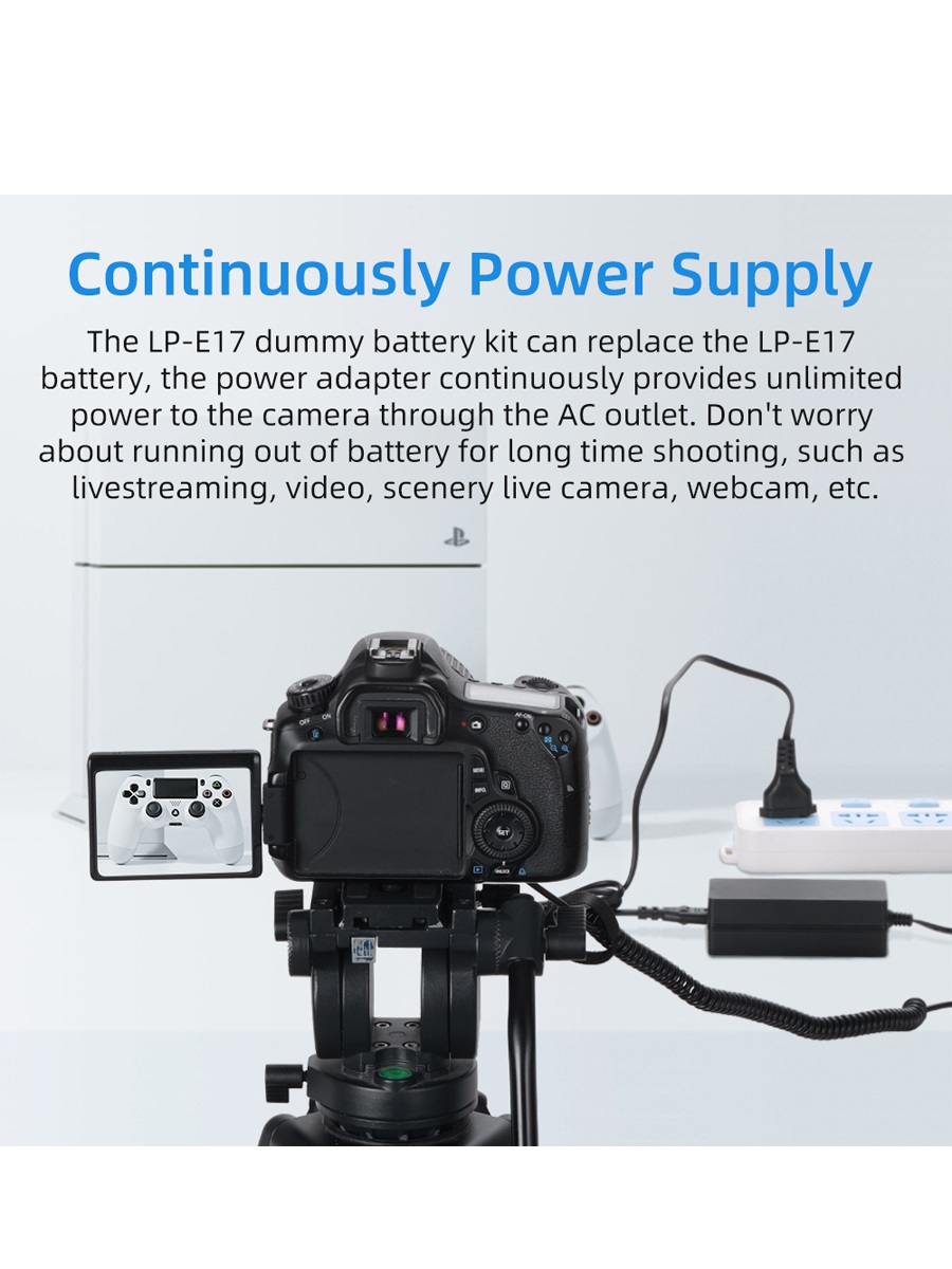 Bộ pin giả KingMa LP-E17 với Bộ chuyển đổi nguồn điện EU plug Power adapter