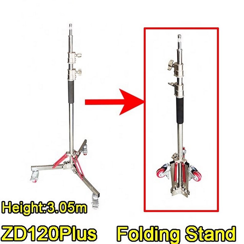 CHÂN ĐÈN INOX BÁNH XE QIHE ZD120 PLUS CAO 3M05