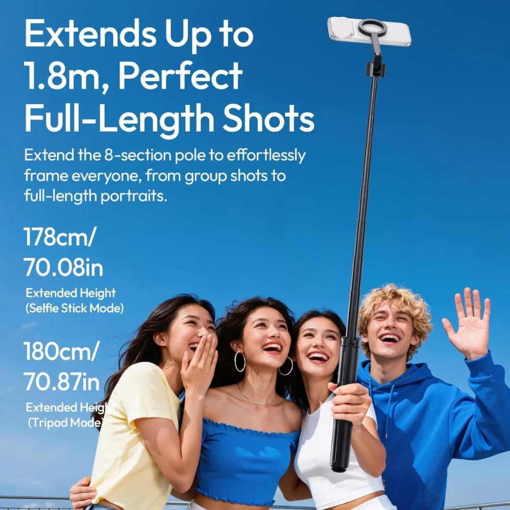 Chân Tripod Magsafe Auto-Open Ulanzi SK-21 Cho Điện Thoại, Cao 180cm, Có Remote Chụp Ảnh Chính Hãng