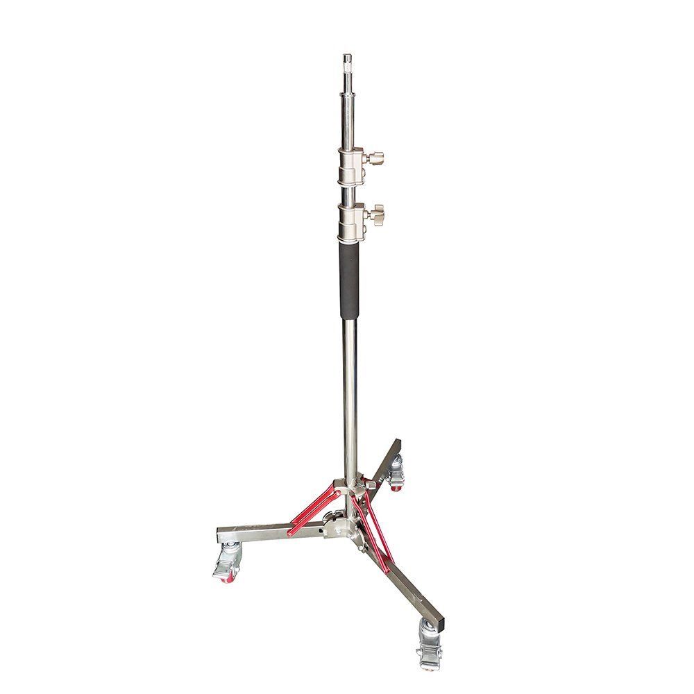Chân đèn INOX bánh xe Qihe ZD120 plus và bộ boom inox chữ L