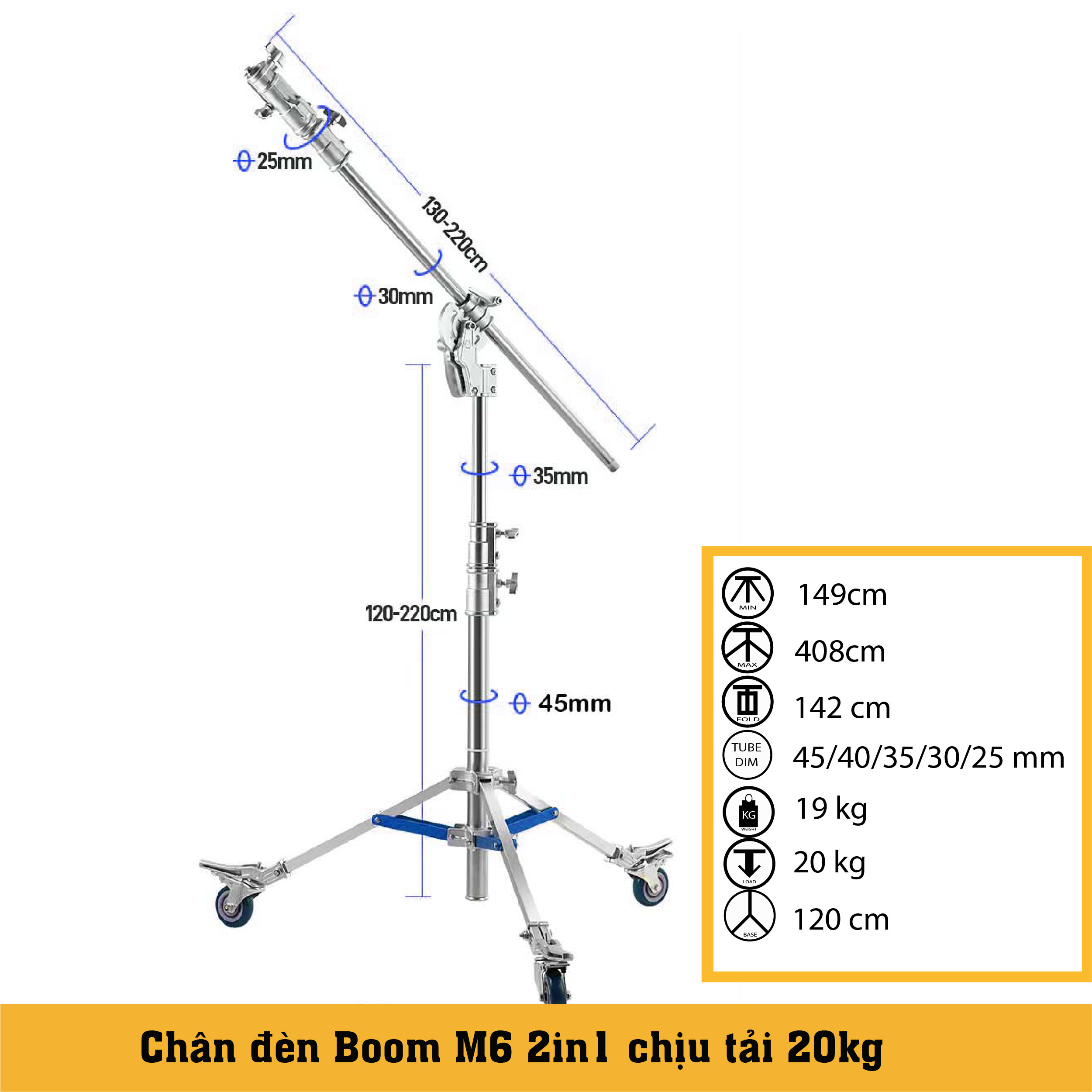 Chân đèn Jinbei M6 2in1