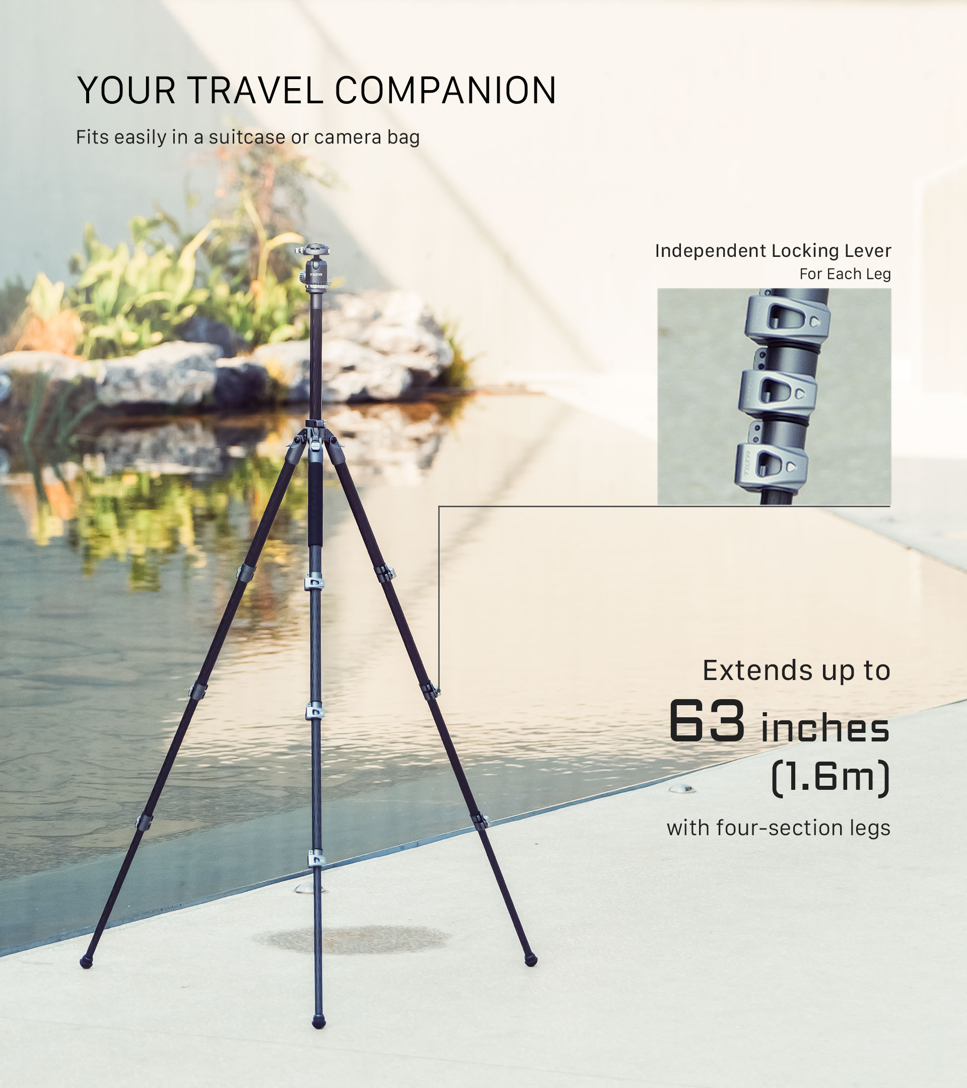 Chân máy Tilta BT05 Travel Ball Head with 3-Stage Carbon Fiber Tripod Legs (5KG) (Chính hãng )