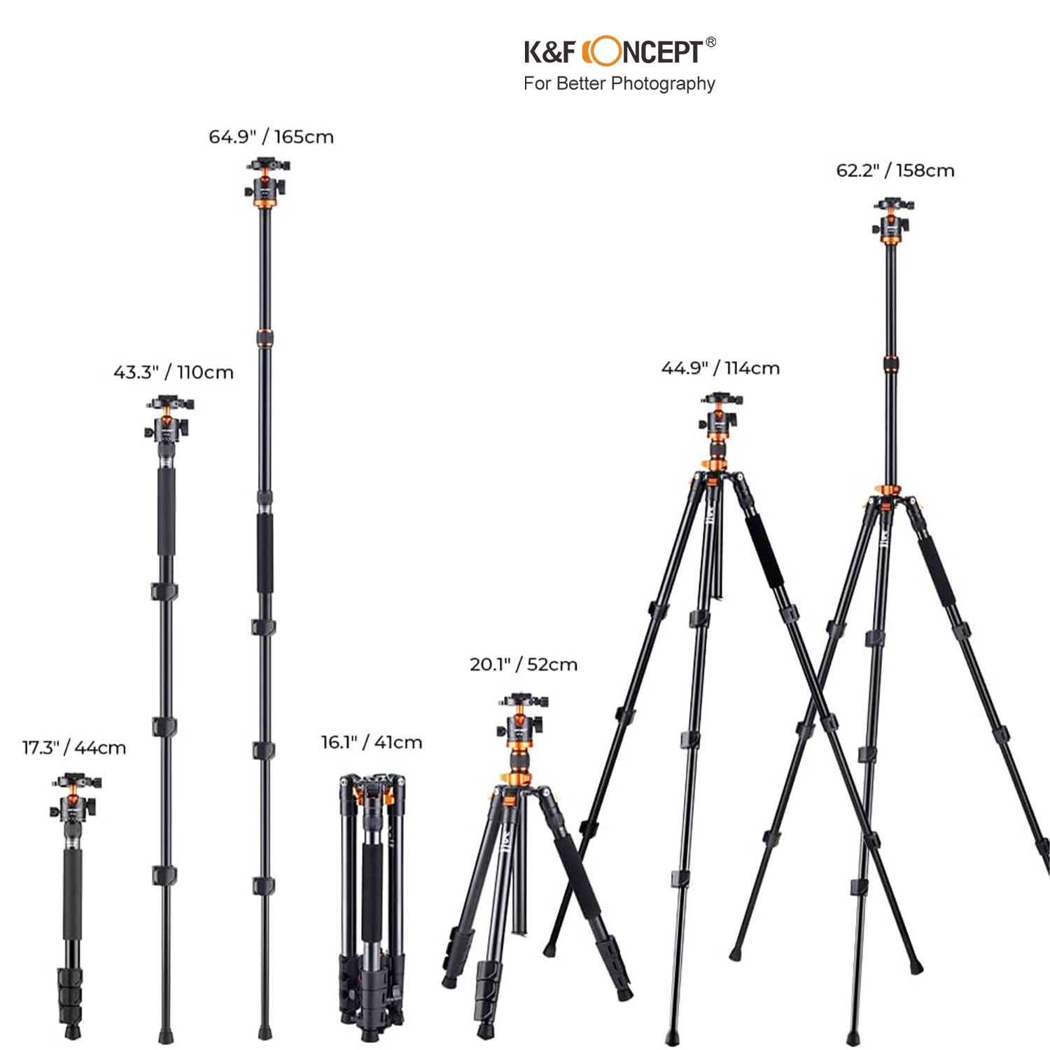 Chân máy ảnh K&F CONCEPT K254A3 + BH28L Chất liệu hợp kim