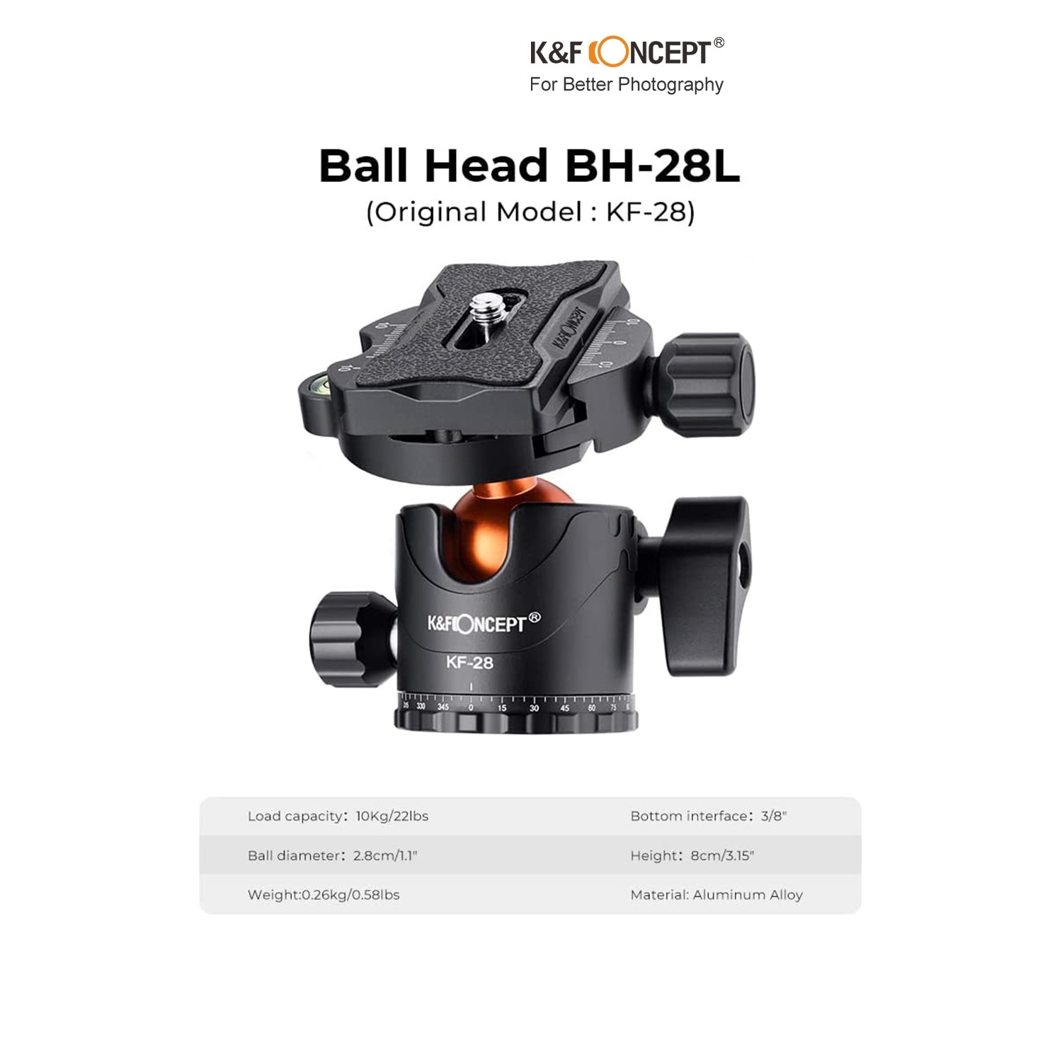 Chân máy ảnh K&F CONCEPT K254A3 + BH28L Chất liệu hợp kim
